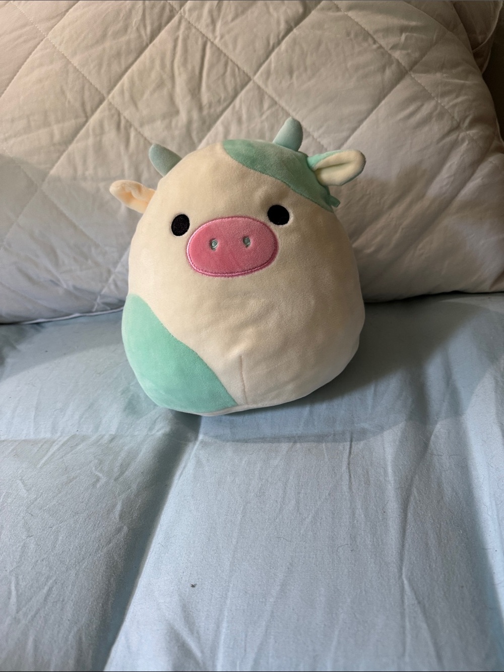 Squishmallows Cow Plush Cream, Mint & Pink Soft Toy